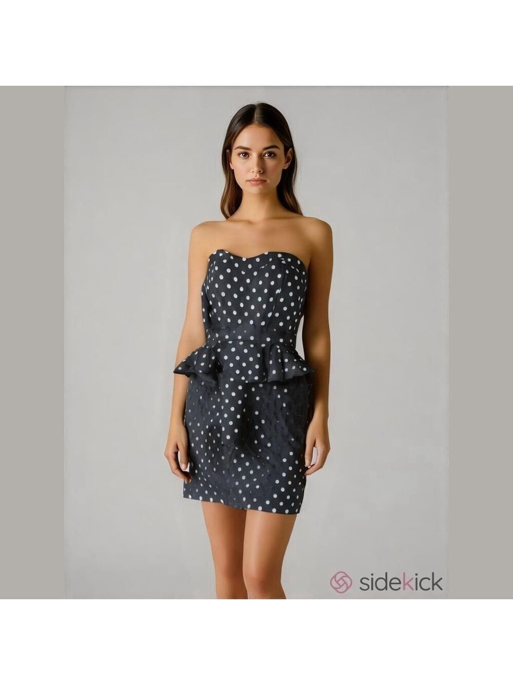 B.Smart Polka Dot Strapless Peplum Dress Size 12